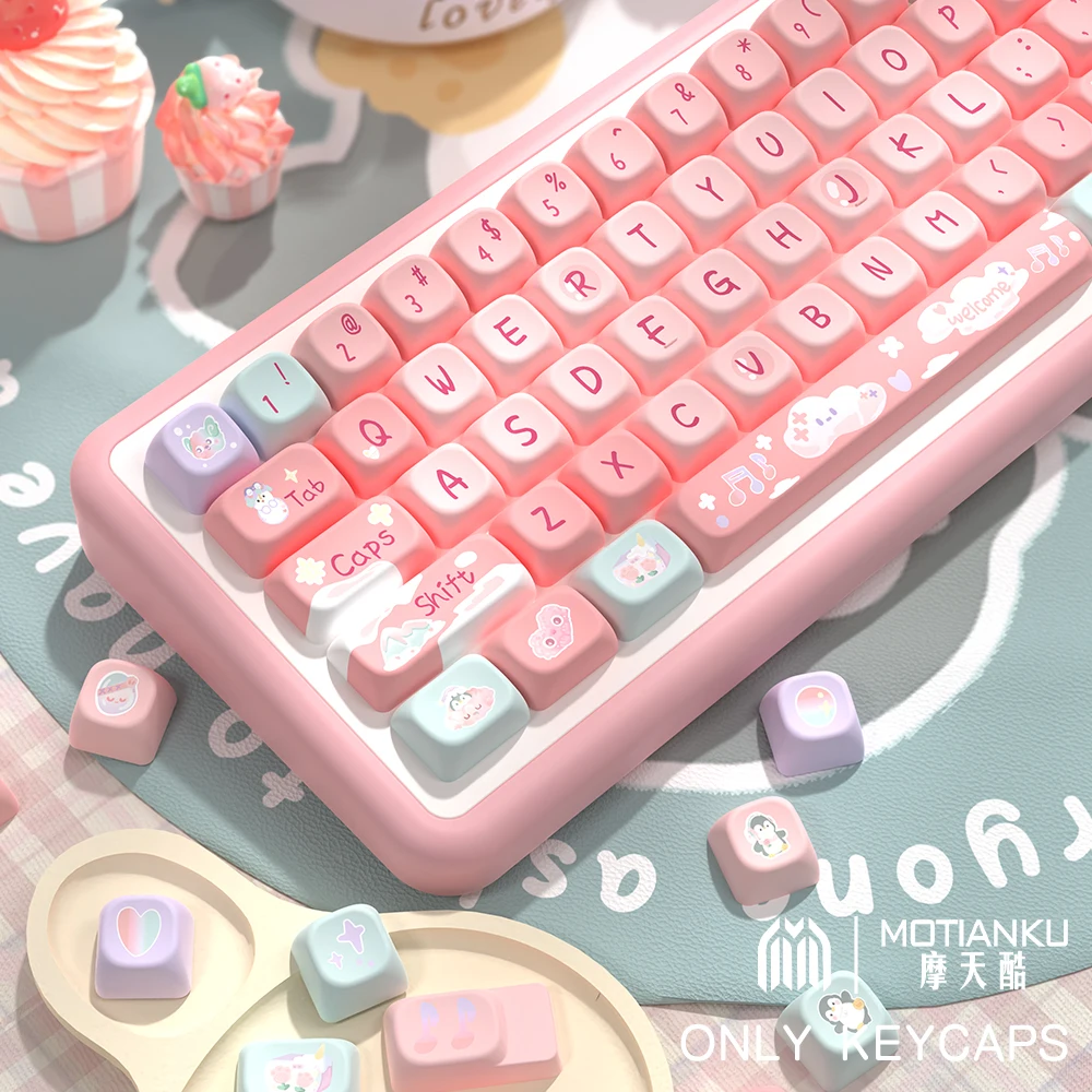 Imagem -05 - Keycaps Tema Ice River Perfil Sca Keycap Personalizado dos Desenhos Animados Teclado Mecânico com 7u e Iso Key Cap