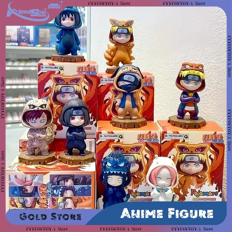 Bandai Naruto Bnfigureq Pajamars Series Blind Boxes Action Figures Model Sasuke Kakashi Anime Model Ornament Surprise Box Gifts