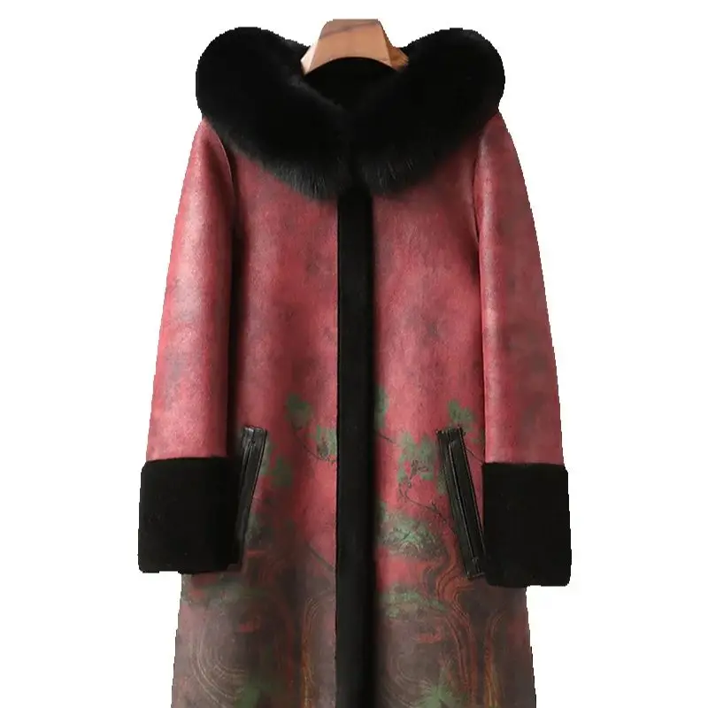 

Специальная распродажа: материнское кашемировое пальто, женская длинная шуба из лисьего меха с капюшоном из ягненка для среднего и пожилого возраста.