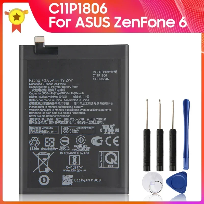 Production in 2024 Phone Battery C11P1806 For ASUS ZenFone 6 ZS630KL I01WD Replacement Battery High Quality Batteries With Tool