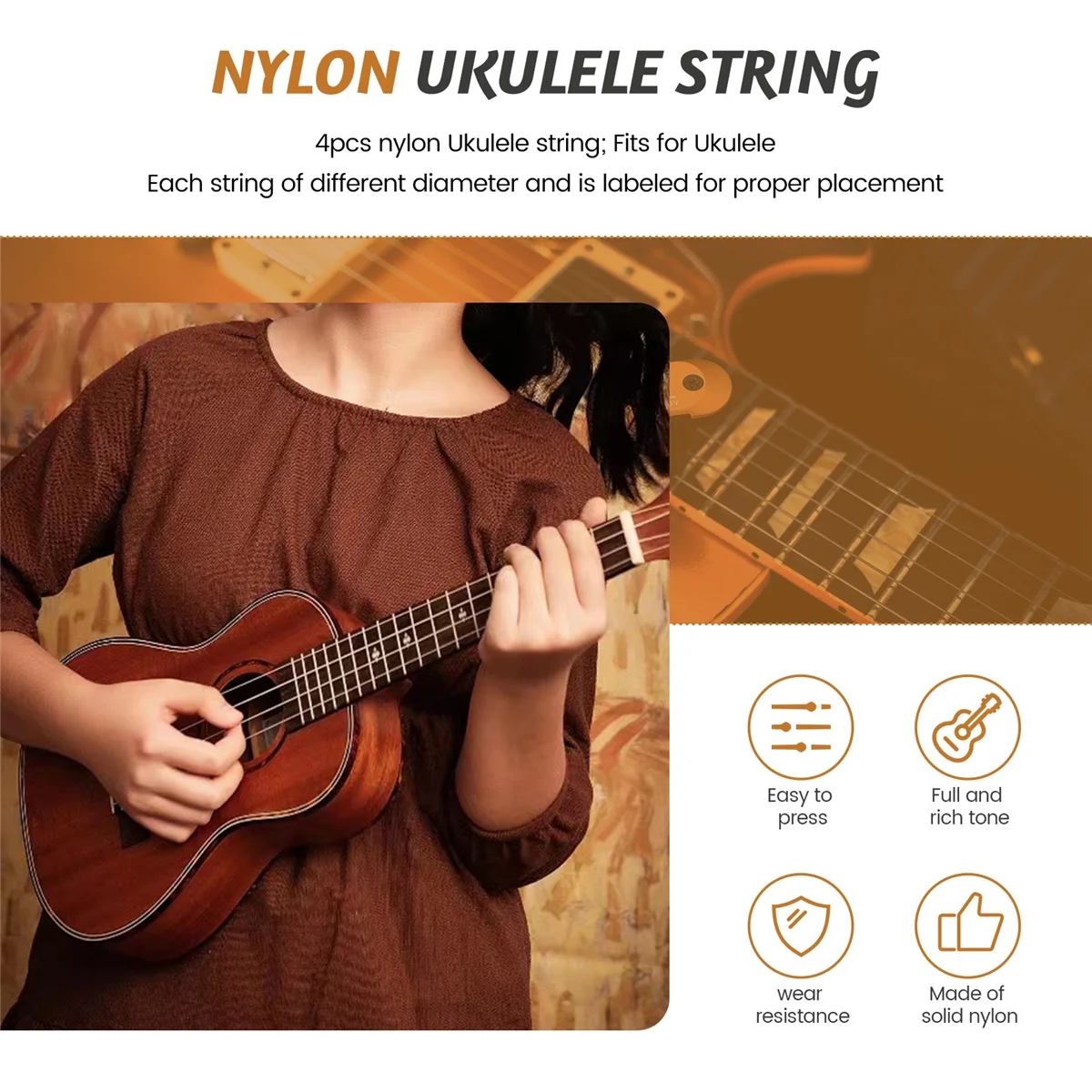 

AA85 4pcs White Nylon Ukulele String Set