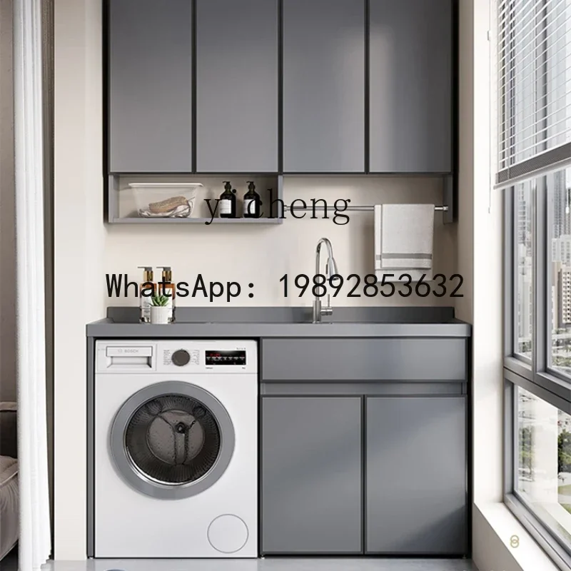 A1 honeycomb aluminum balcony washing machine cabinet with rubbing board integrated laundry cabinet significant other