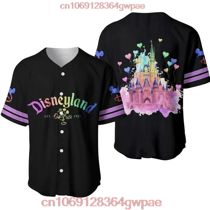 Disneyland Magic Kingdom Est 1955 All Over Print 3D Baseball Jersey Disney Baseball Jerseys Casual Sweatshirts Mens Womens Tops