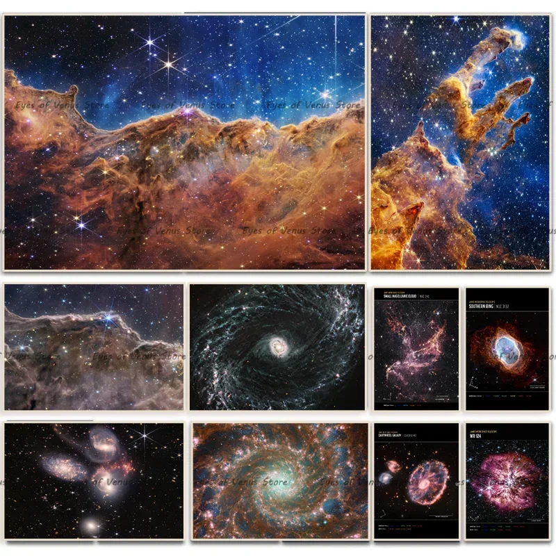 James Webb Weltraumteleskop Fotoposter Interstellarer Raum Leinwanddruck Wissenschaftliches Wandbild für Wohnzimmer und Zuhause