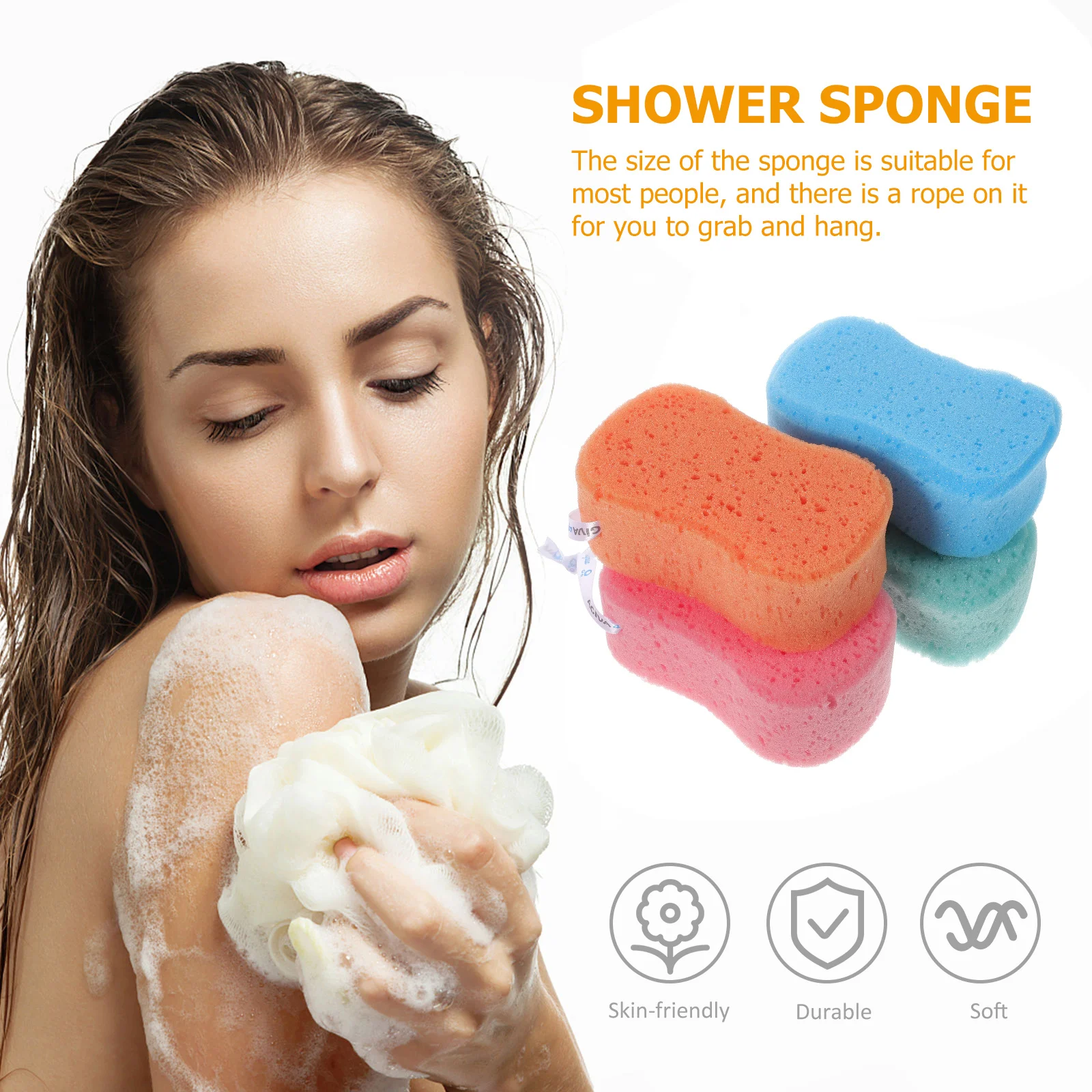 

8pcs Bath Simple Shape Durable Foam Body Scrubber Exfoliating Sensitive Skin Shower Sponge Body Cleaning Sponge Bathing