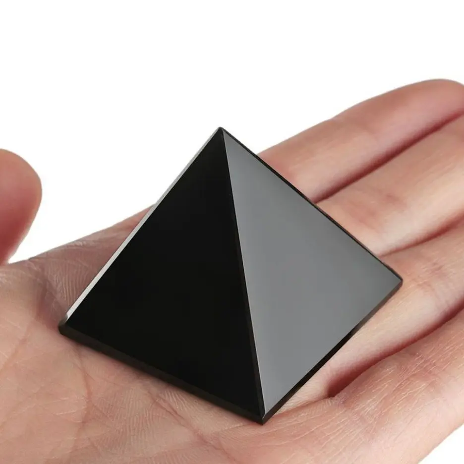 Blace Obsidian Pyramid Natural Polished Surface Crystal Reiki Energy Stone Mineral Specimen Pyramid Ornaments Desktop Decor 1pc