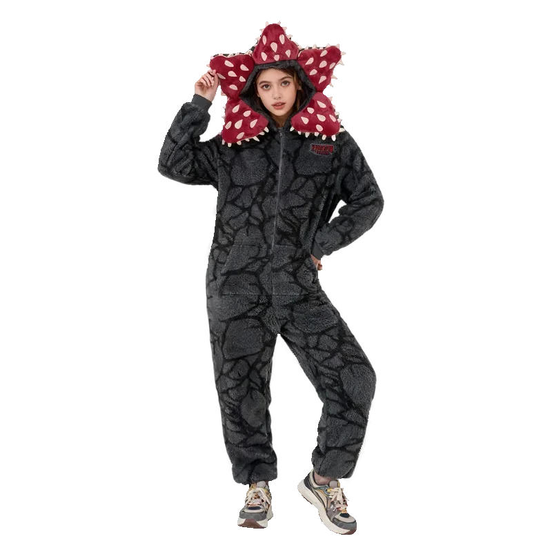 

Пижамы для взрослых и детей с дизайном растений Demogorgon, комбинезон из фланелевой ткани для мальчиков и девочек, мягкий незнакомый рождественский тематический комбинезон