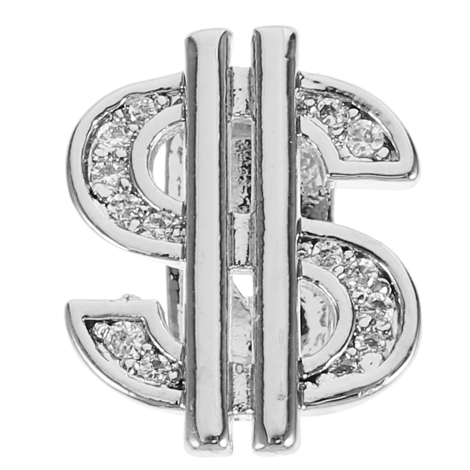 Single Silver Tooth Cap Clip on Grill for Men Hip Hop Rapper Costume Punk Style Fake Tooth Cover Halloween Novelty Mouth Jewelry