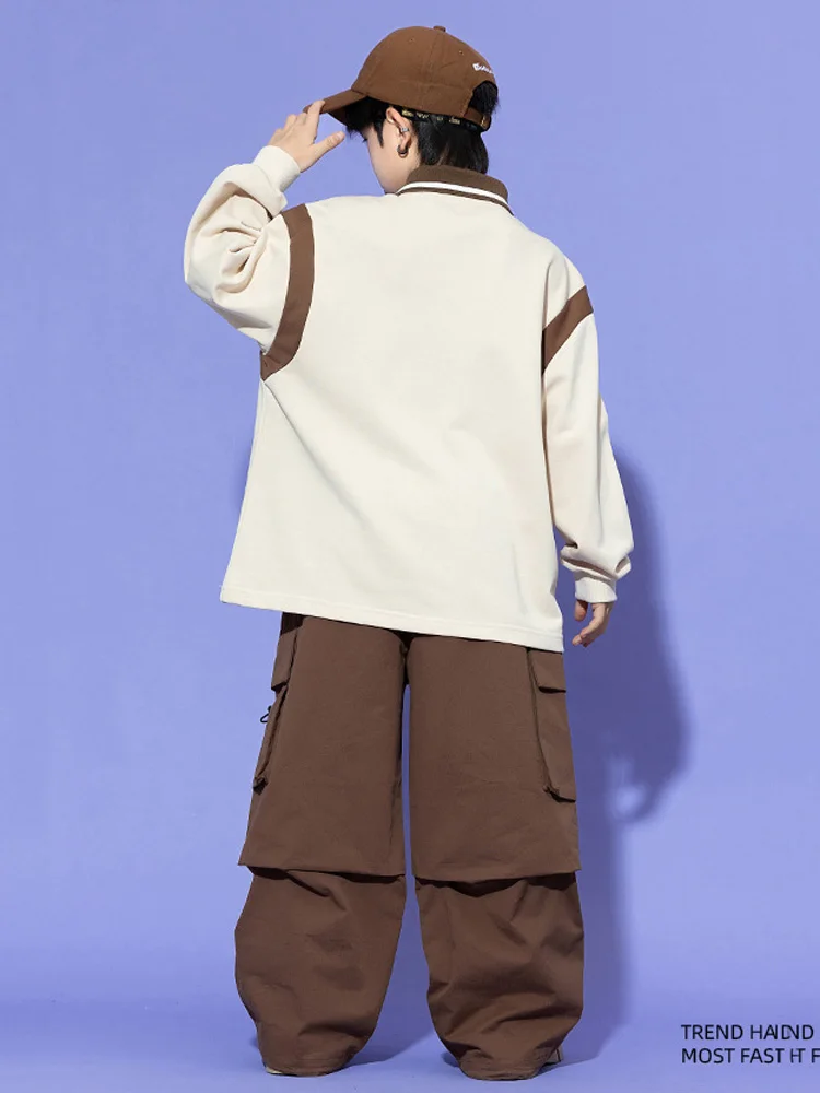 Jungen Hip Hop Langarm T-shirt Cargo Hosen Mädchen Lose Kleidung Sets Kinder Zeigt Street Dance Kinder Jazz Kostüm