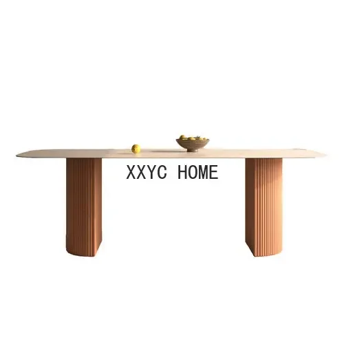 

Walnut Dining Tables and Chairs Set Imported Cave Stone Oval Minimalist Stone Plate Cream Style Dining Table