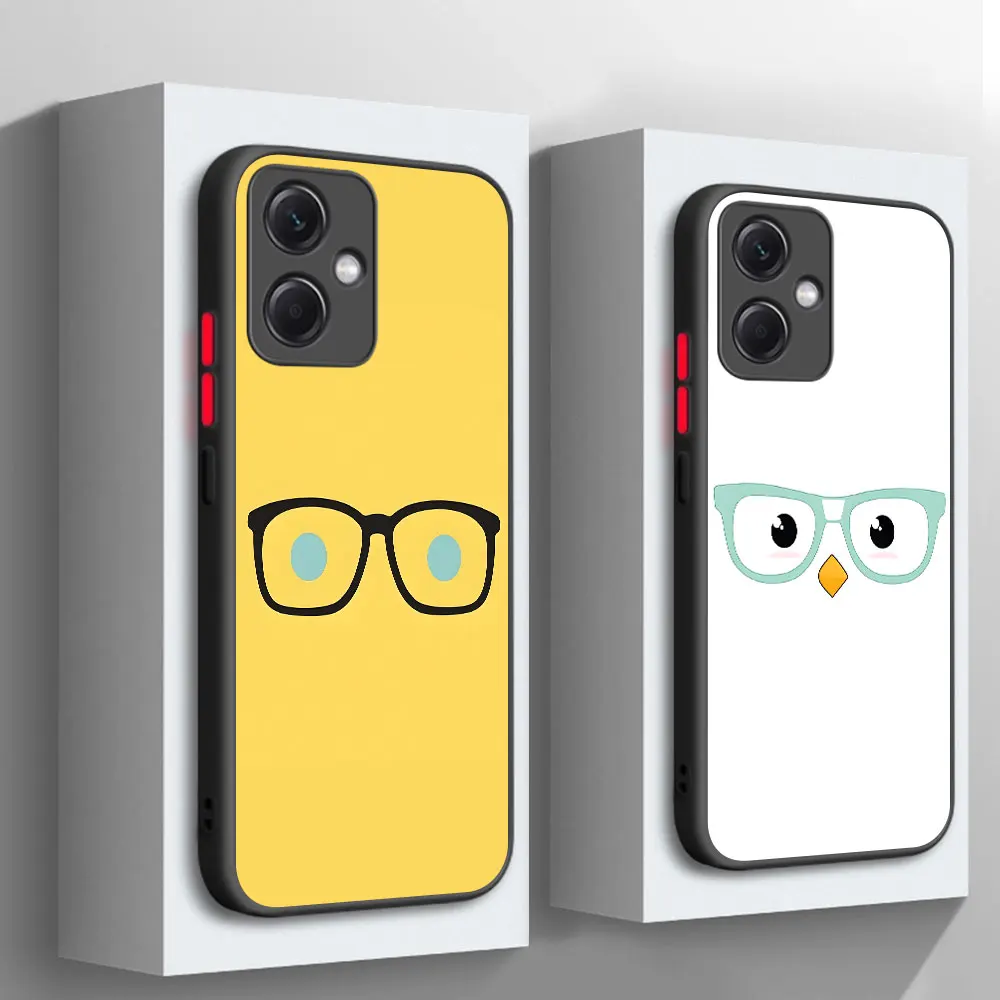 Matte Frosted Case for Xiaomi Redmi 10C 9A Sport 9i 9C 10 9 Power 9T 9AT 10 Prime 10X A5 Mobile Phone Cover Cute Glasses Bear