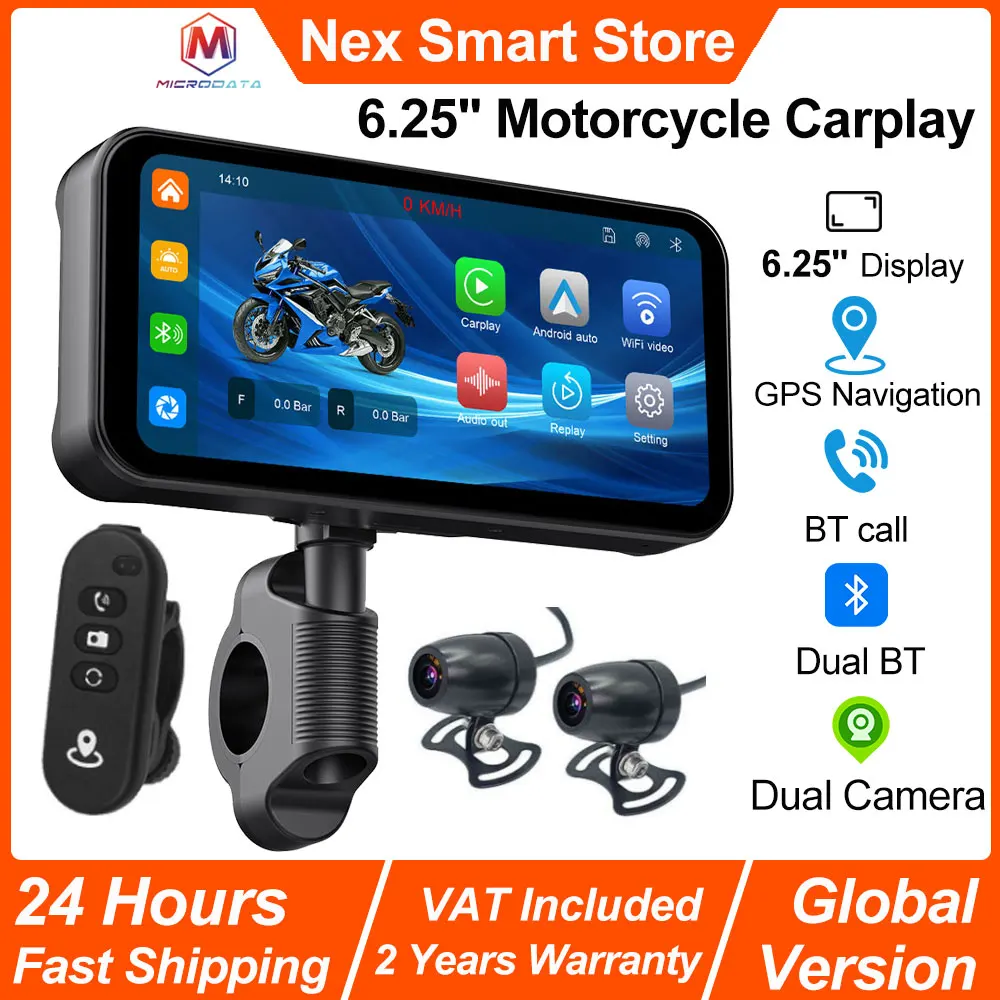 6,25'' Motorrad Carplay, GPS Navigation BT Anruf Wireless Carplay Android Auto, Dual Bluetooth Touchscreen Auto Player für Moto
