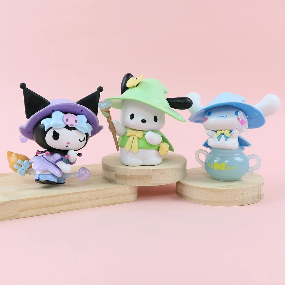 6Pcs Sanrio Anime Figures Kawaii Kuromi Cinnamoroll My Melody Action Figure Dolls Toys Girl Fans Gift