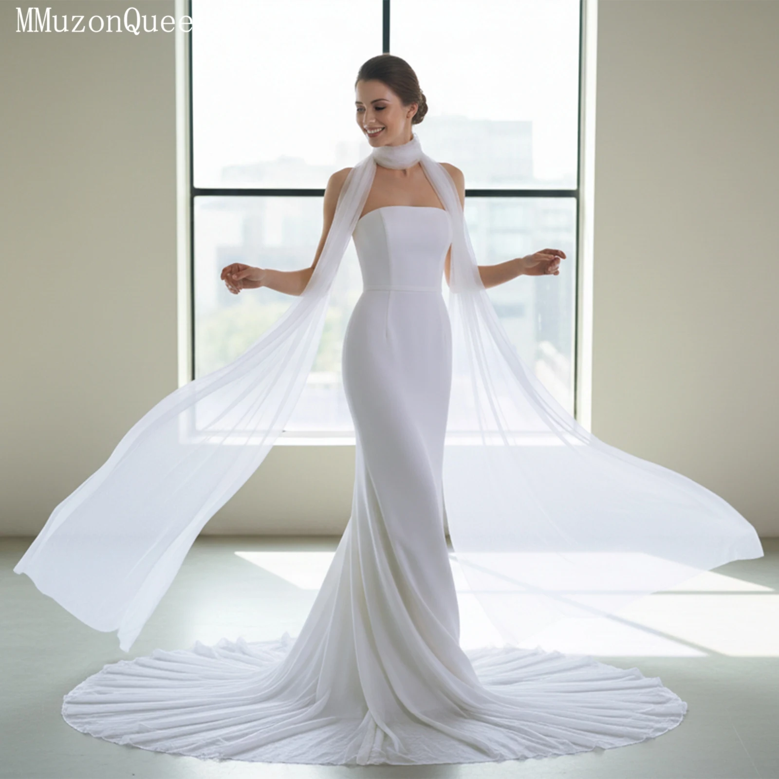 

TOPQUEEN женская шифоновая шаль, свадебный шарф, ленты, аксессуары, подходящие для свадьбы, свадебные аксессуары, настраиваемые Vg132