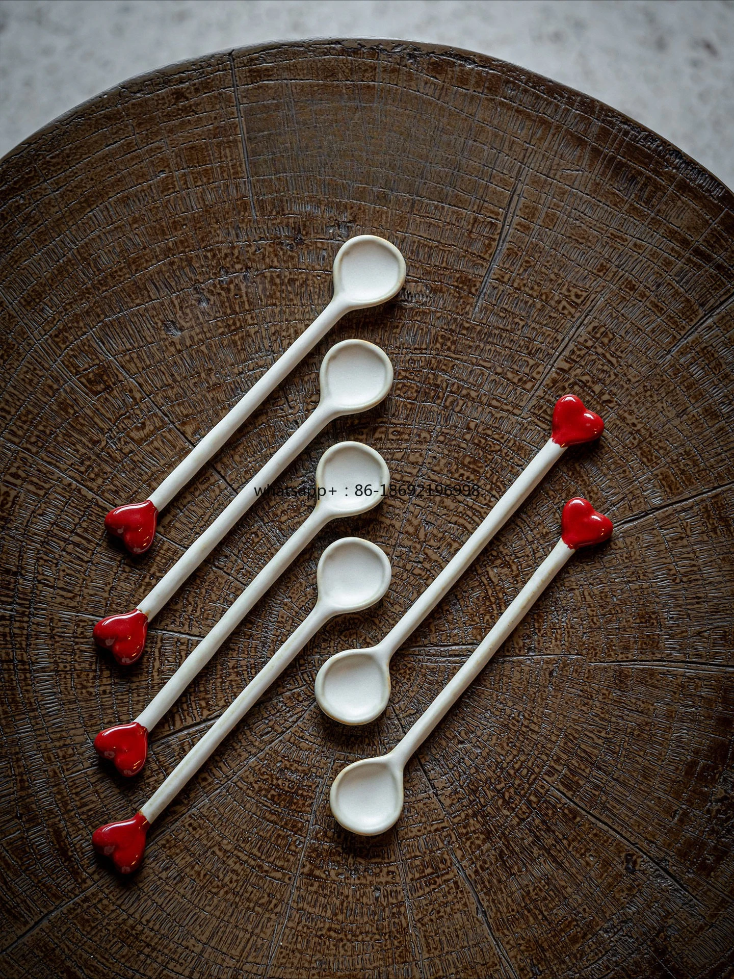 Chinese Handmade Ceramic Coffee Stirring Stick Coarse Pottery Hand-painted Spoon Teaspoon Bee Milk Tea Spoon Long Handle