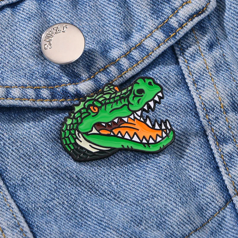 Alligator Head Enamel Pin Brooch for DIY for Clothes Bags Shoes Hat Scarf T-shirt Jeans Decoration