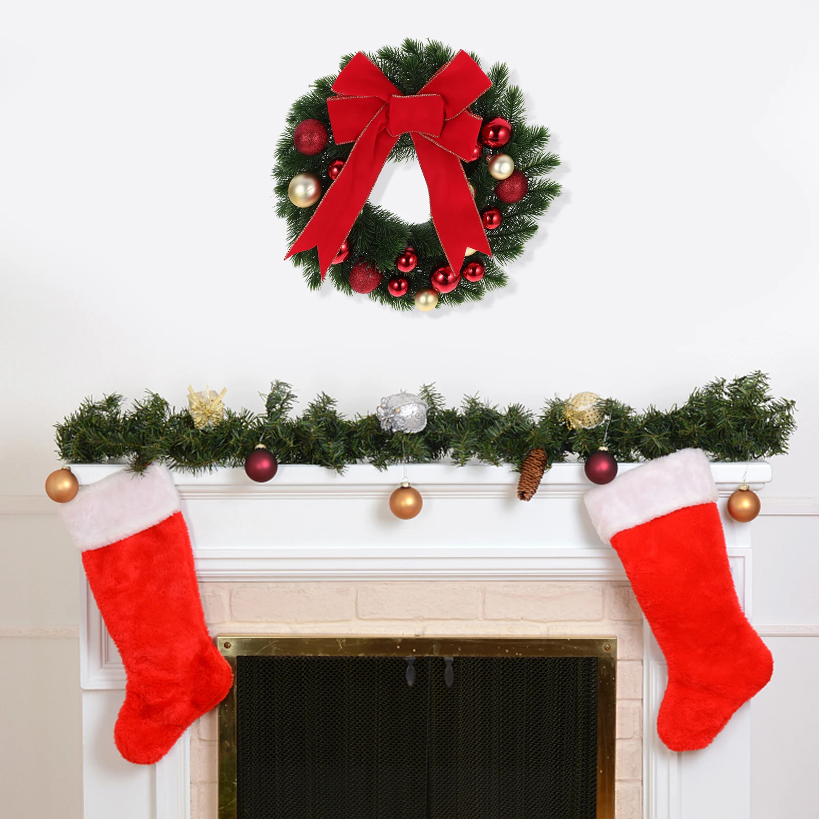 

Christmas Wreath Bowknot Front Door Hanging Decorative Window Wreath Floral Party Door Ornament Xmas Garland Window Wreaths