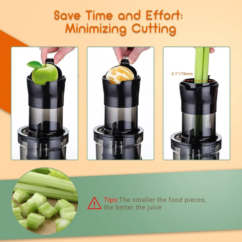 Haoyunma Cold Press Juicer Machines Tot 92% Sap Leveren Compacte Langzaam Kauwen Juicer 3.1 "Brede Parachute Voor Hoge Nutri