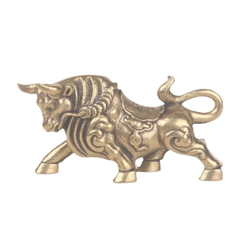 Brass Wealth Ox Desktop Miniature Decorations Zodiac Ox Bronze Carving Crafts Rich Bull Sculpture Office Fengshui Home Decor