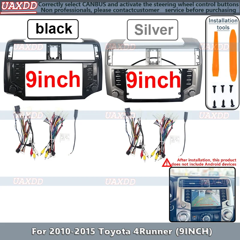 

9-дюймовый автомобильный каркасный адаптер, приборная панель Canbus Box, декодер Android, комплект панели для приборной панели для Toyota 4Runner 2010-2015, кабель 2 Din