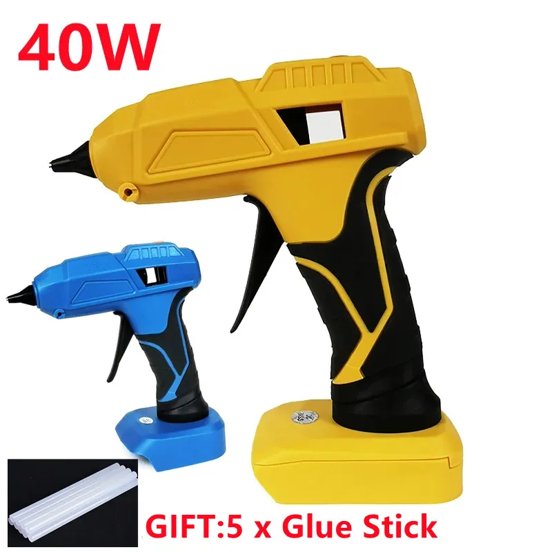 

40W Lithium Electric Hot Melt Glue Gun 20V Rechargeable Glue Gun with 5Pcs 7mm Glue Stick for Makita /Dewei Battery
