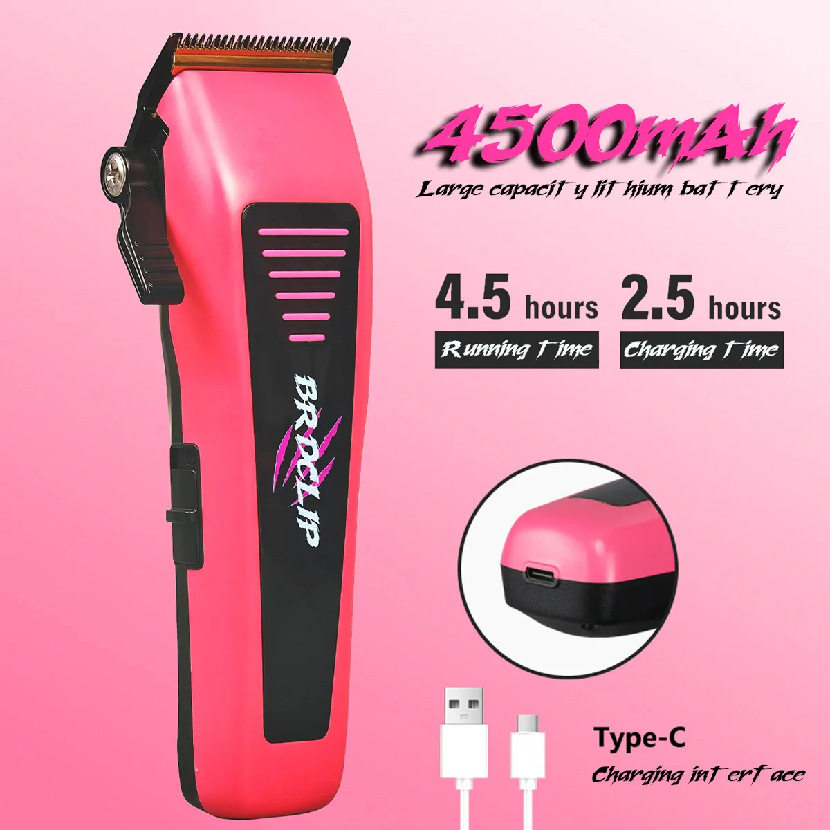 HJP D10 7000rpm 1800mAh Professional Men's Hair Trimmer 0 Distance DLC Blade High Speed Low Noise Hair Clipper for Barber