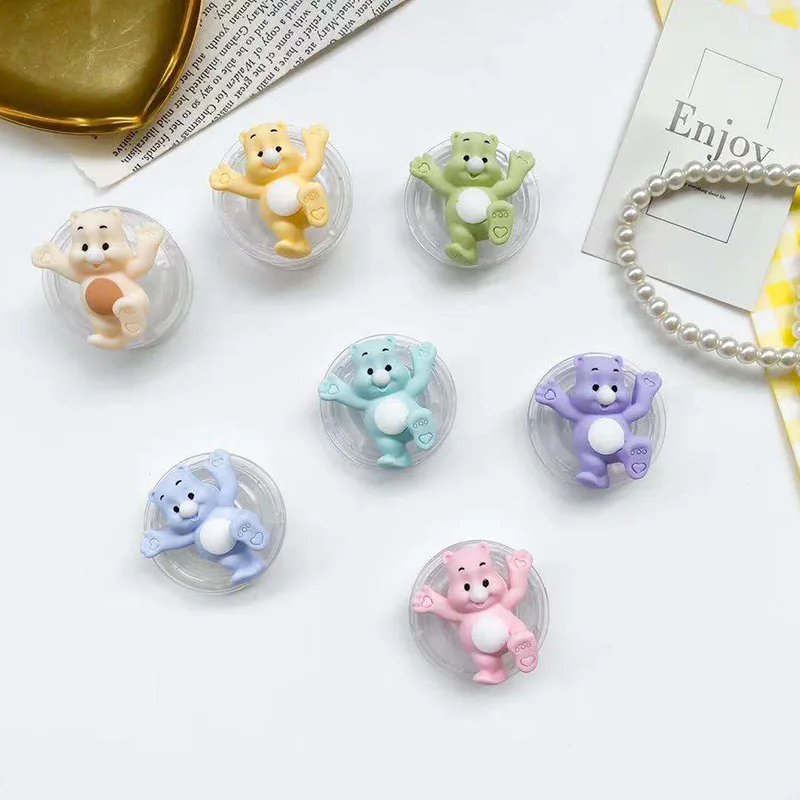 

Cartoon Transparent Bracket Suitable for All Models, Cute Teddy Bear Phone Airbag Bracket, Adhesive Type Retractable Ring Buckle