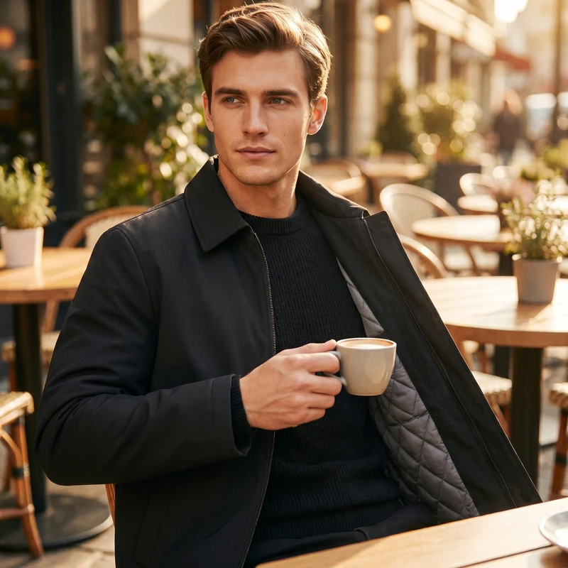 Luxury Warm Padded Men's Winter Jacket Casual Solid Color Winter Jacket Men Business Office Dress Blazers Coat Work Outerwear