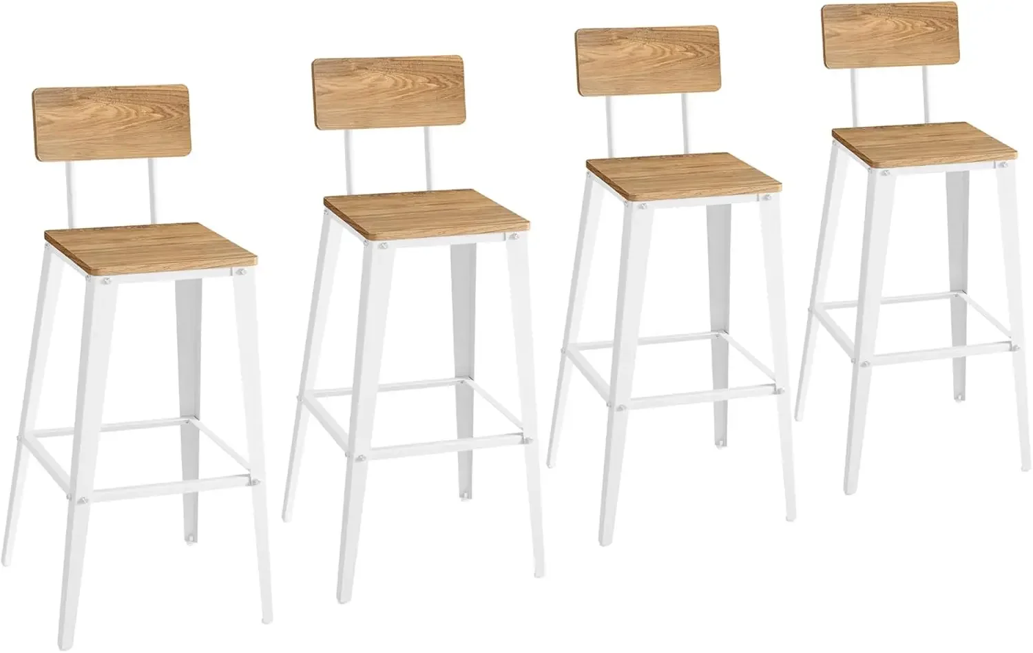 Tall Bar Stools with Back, Bar Chairs, Steel Frame, Industrial Style, Easy Assembly, Wheat Brown and Cloud White ULBC278K01