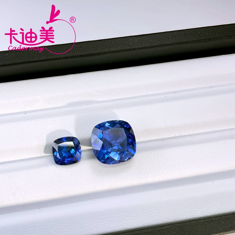 CADERMAY Hot Sale Cornflower Lab Grown Sapphire Loose Stone Cushion Shape DIY Fine Jewelry Making  Gemstones