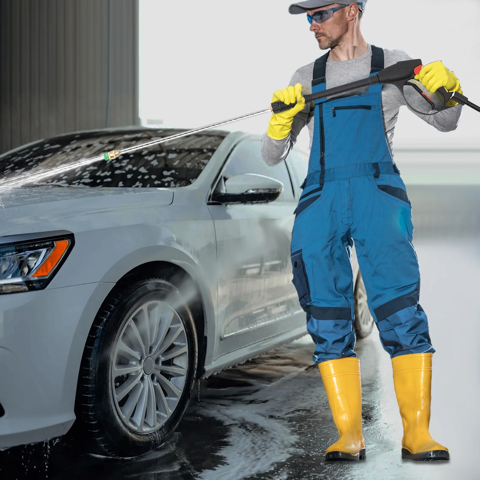 3000PSI高圧洗浄機ガン 電動コードレス高圧洗浄機 5種類のノズルチップと26フィートホース付き 車両洗浄用