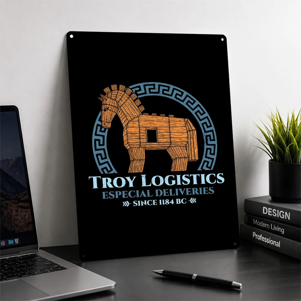 Troy Logistics Personalized 3D Textured Metal Poster Wall Art Tinplate Sign for Decor Living Room Interior Decoration Wand Deko