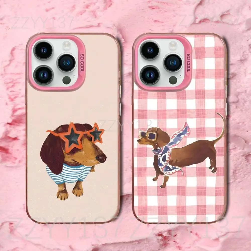 

Dachshund Dog Brown Phone Case For iPhone 16,15,14,13,12,11,8,7,Pro,Max,Plus,Mini,XS,SE Candy Matte Shockproof Pink Cover