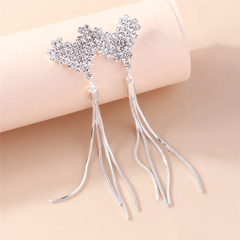 Aihua Koreanische Neue Glänzende Zirkon-Herz-Ohrstecker für Frauen Lange Quasten-Ohrringe Verlobungs- und Jubiläumsschmuck Geschenke – Detail 4