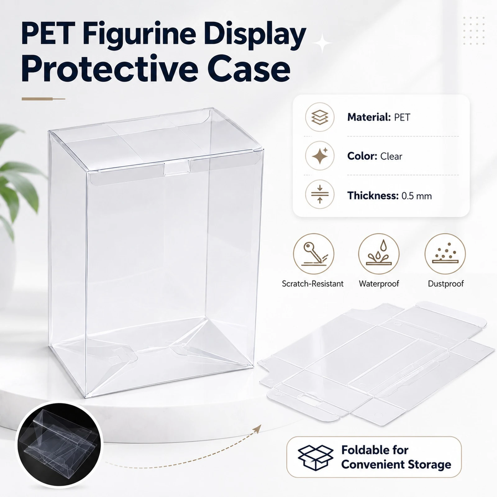 1/2/3pcs Clear PET Plastic Display Case 0.5mm Thick,  Waterproof Dustproof Box, Reusable Storage Container for Collectibles