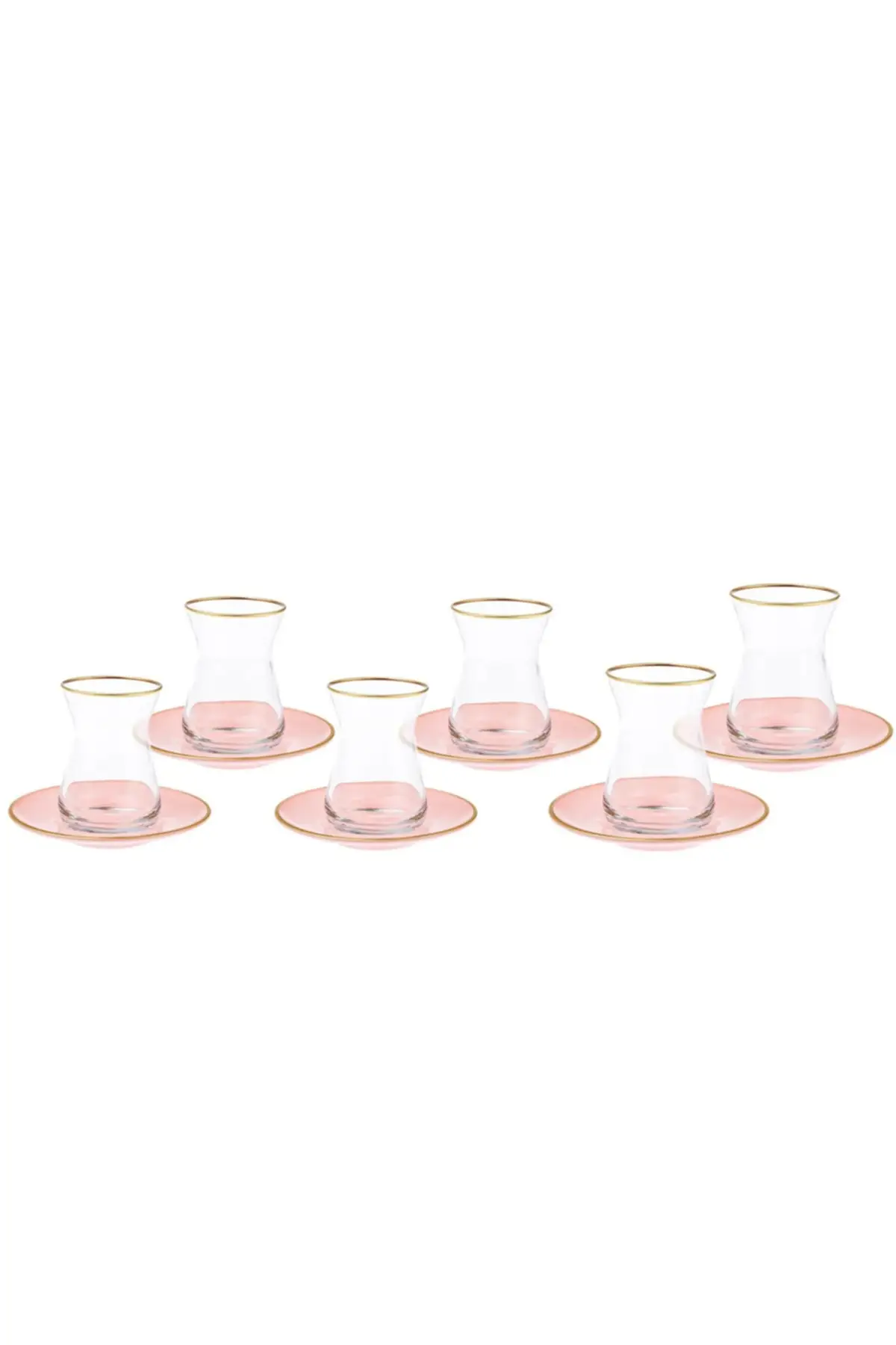 

DOLBOVI Retro 12 Parça 6 Personality Pink Tea Set Turkish Tea Glass Cup