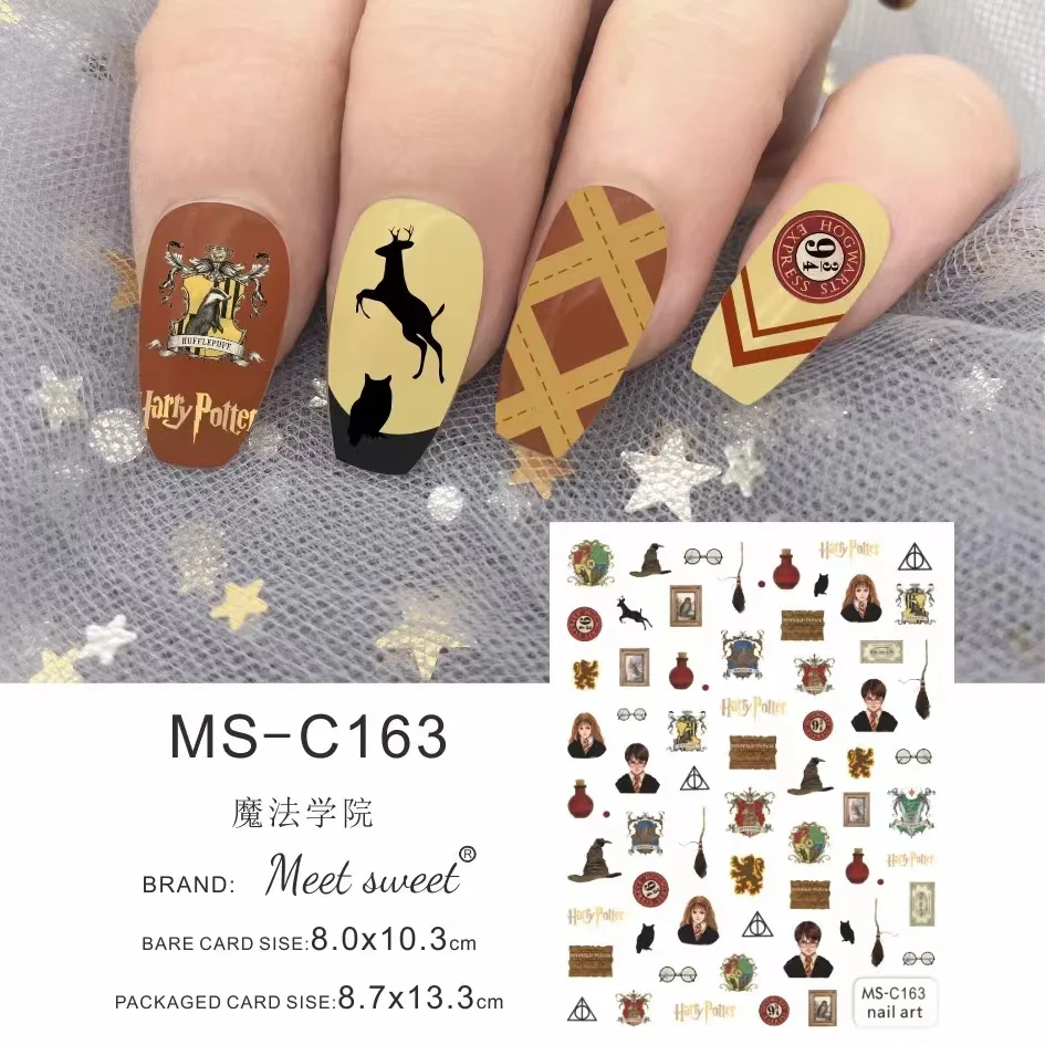 Miniso New Anime Figure Harry Potter Nail Stickers Magic Nail Supplies Nail Art Decal Harry Potter Wizard Hat Stickers For Nails