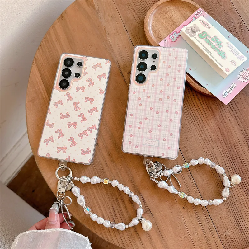 

Laser Cartoon Bow Flower Case for Samsung Galaxy S22 S23 S24 Ultra S25Ultra S21+ S22+ S23 Plus Cover Protective Shell