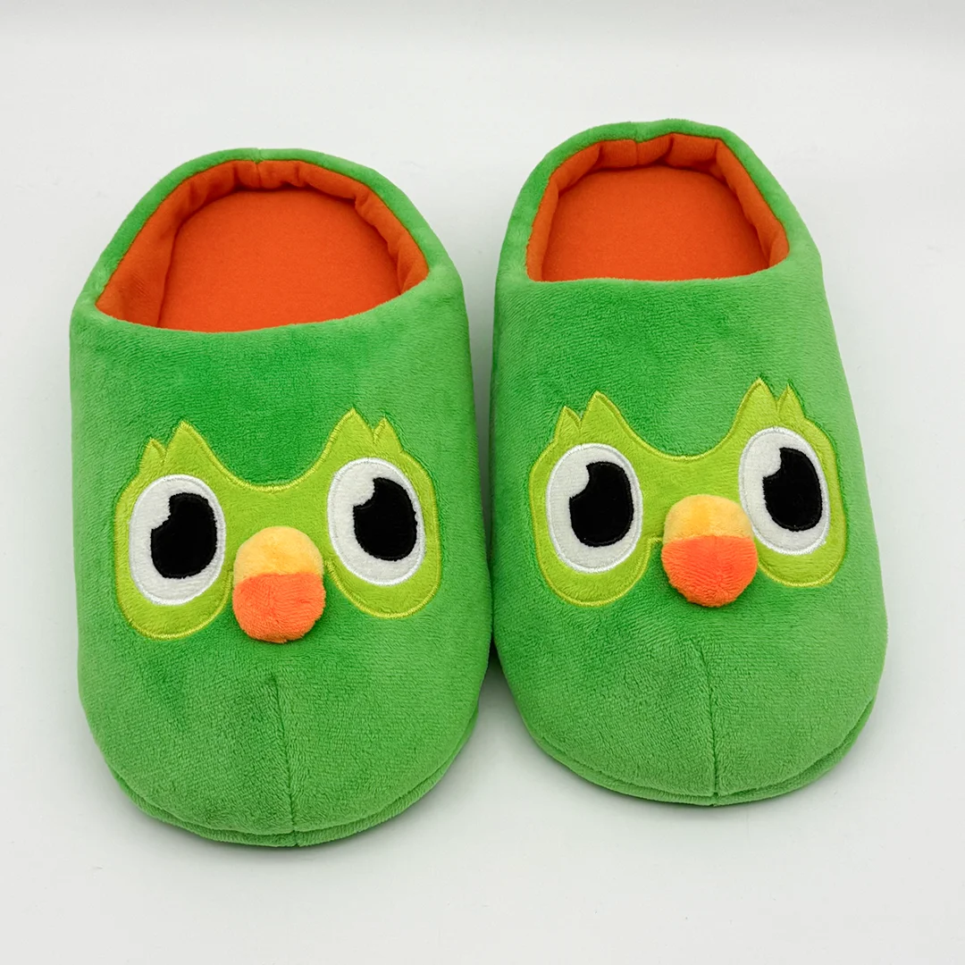 TreasuringU Cartoon Green Owl Plush Slippers Women Men Cute Bird Stuffed Shoes Spring Indoor House Soft Slipper Valentine's Day