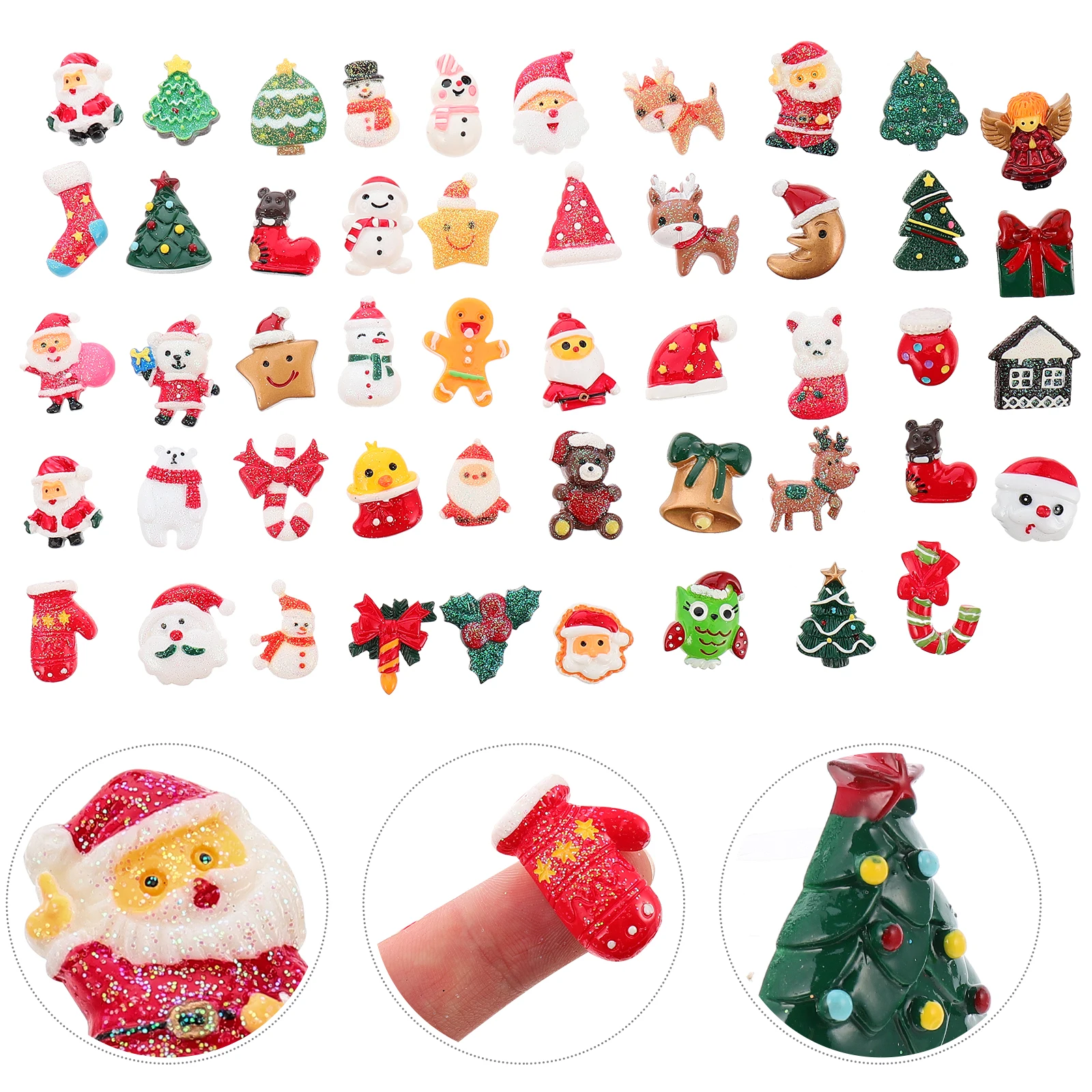 100pcs Resin Accessories Flatback Charms Christmas DIY Craft Mini naments Pendant Button Decorative Slices Jewelry Making