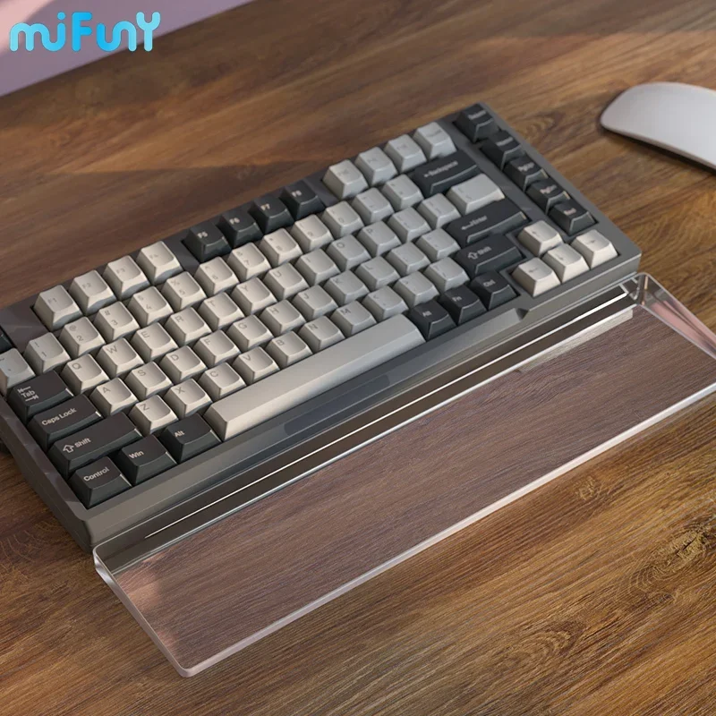 MiFuny Acrylic Frosted Transparent Keyboard Palm Rest Custom Wrist Rest Ergonomic for 60/68/75/87/98/104 Key Mechanical Keyboard