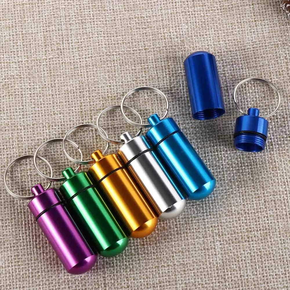 

Travel Kits Waterproof Keychain Pill Bottle Mini Medicine Jar Container Outdoor Medicine Bottle