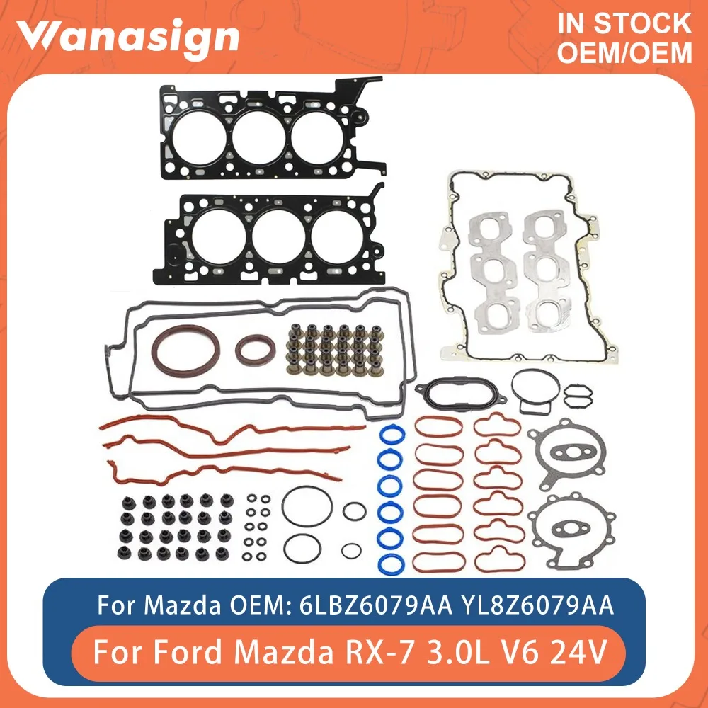 Conjunto completo de junta do motor, ajuste 3.0 l t para ford escape aj mazda hommage mpv ep cx5 cx7 cx9 haima2 3.0 v6 24v 02-08 6lbz-6079-aa