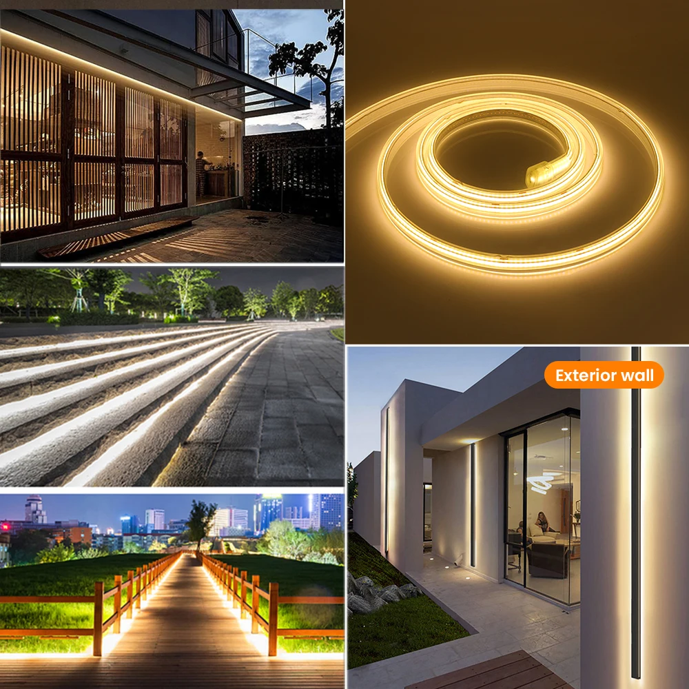 Imagem -06 - Cob Led Strip Light para Decoração do Quarto Alta Densidade Iluminação Linear Fita Flexível Quente Branco Natural dc 24v 320leds por m Ip65