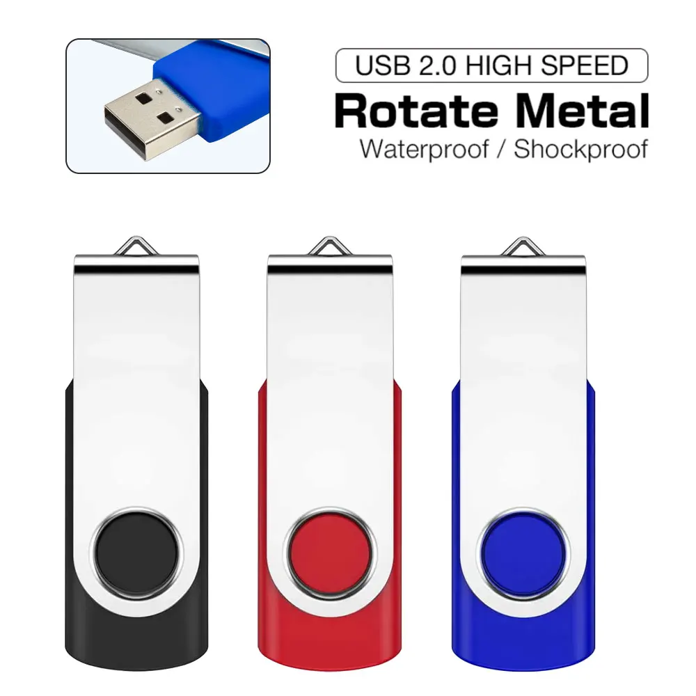 100PCS Ceamere C14 Custom logo Swivel Metal USB 2.0 Flash Pen Drives 8GB Flash Memory Stick 32GB 128GB 16GB Pendrive USB Stick