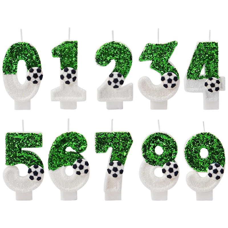 0-9 Number Soccer Cake Candles Kids Sports Theme Football Birthday Party Decoration Favors Cupcake Topper Cake Decor Supplies