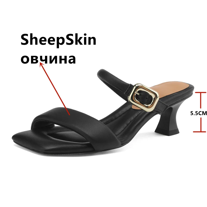 FEDONAS Summer Women Slippers High Heels Genuine Leather Comfortable Elegant Buckle Office Ladies Party Shoes Woman Pumps 2024