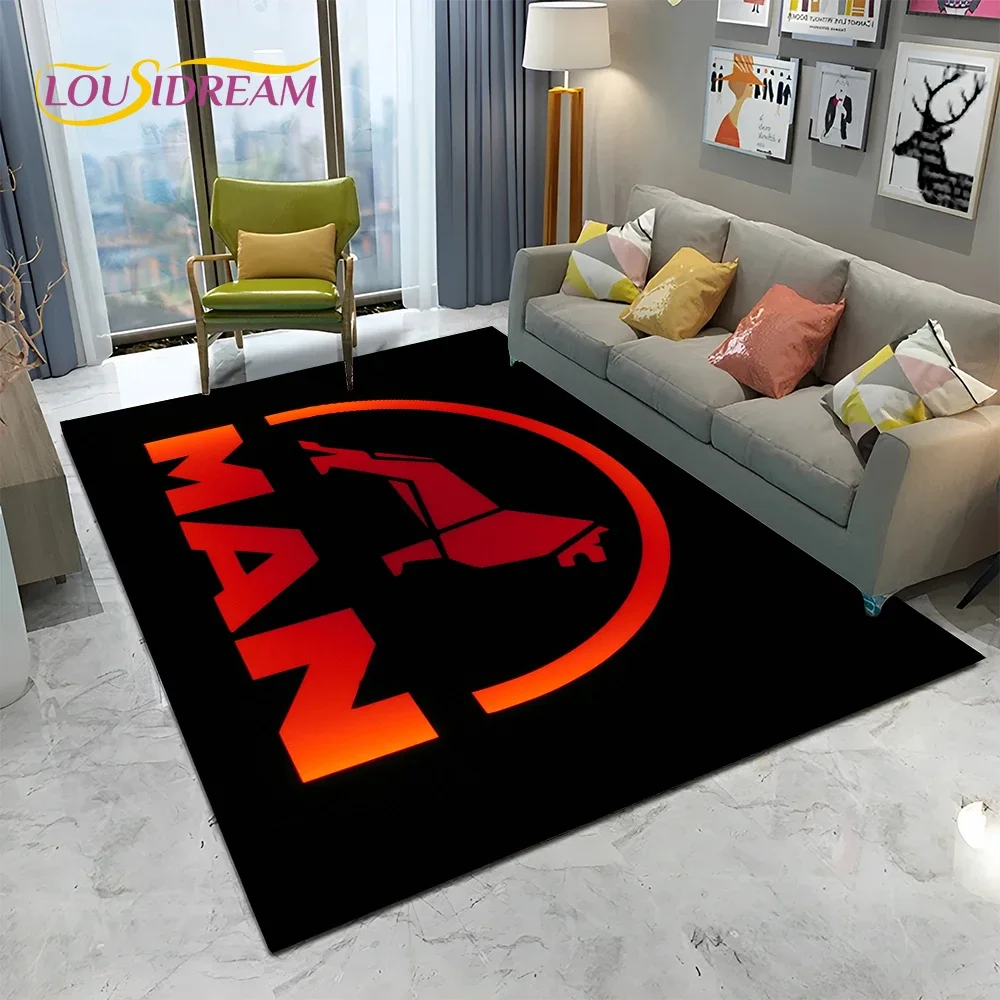 Man Truck Logo 3D HD Printed Carpet Rug – Non-slip Area Rug for Living Room, Bedroom, Sofa, Kids’ Room, Home Décor