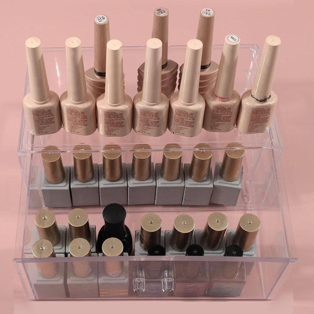 1 قطعة مسمار الفن مستطيل صندوق تخزين شفاف مسمار حجر الراين فرشاة القلم عازلة طحن الملفات المنظم الحاويات