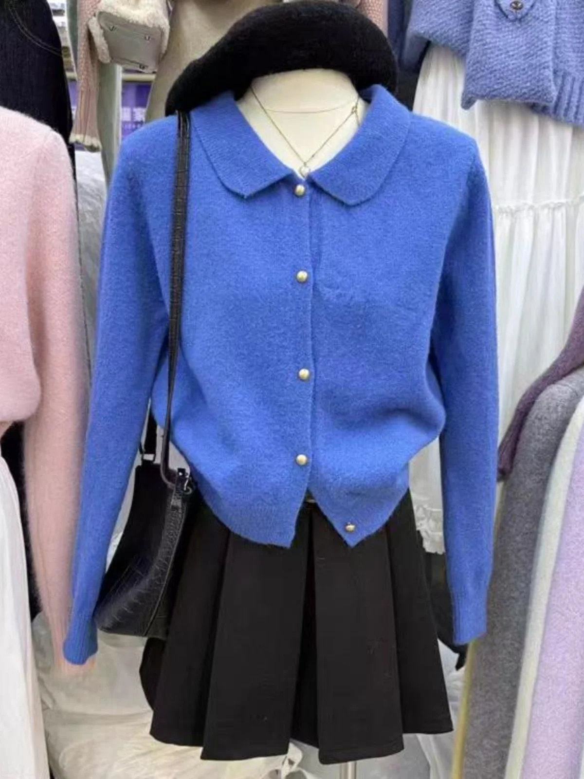 2025 Women's Autumn Winter New Korean Lapel Cardigan Coats Female Short Sweater Coats Ladies Long Sleeve Knit Outerwear P490